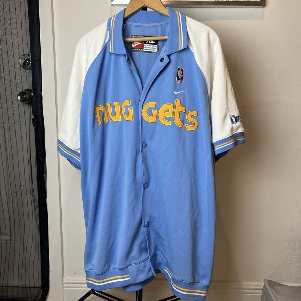 Vintage Vtg Nike Rewind NBA Denver Nuggets warm-up shooting shirt Adult XL